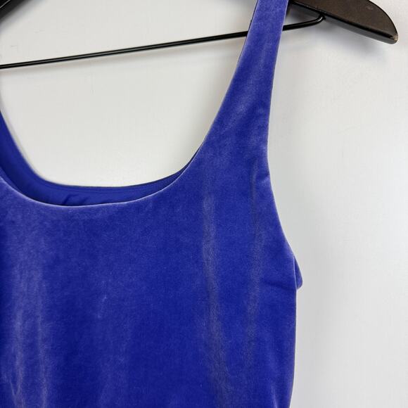 Athleta Velvet Cut Out Crop Tank Top in Noble Blue - S - Picture 2 of 6